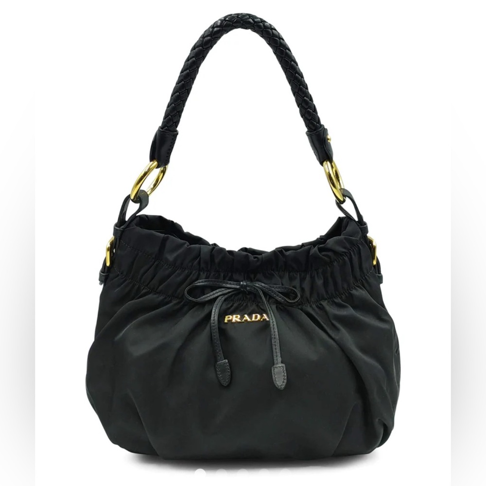 Prada Black Hobo Bag with Gold Hardware